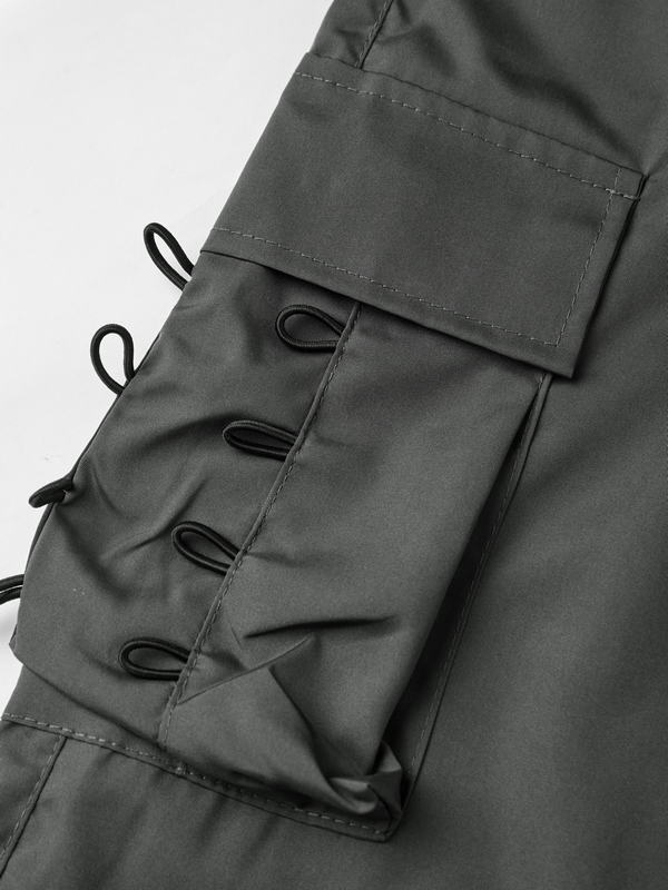 Men's Vintage Drawstring Lace Up Parachute Cargo Pants-7