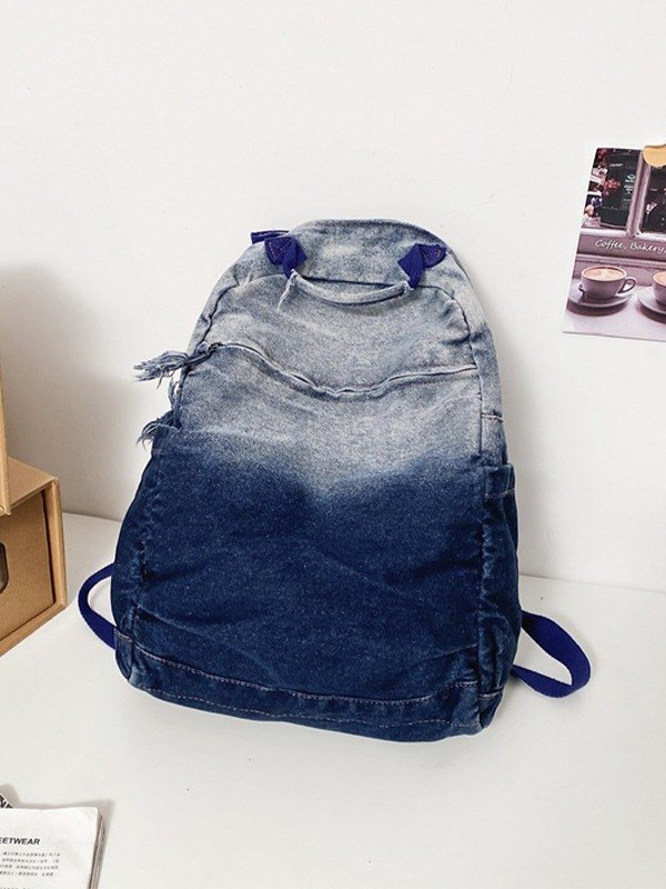 Gradient Vintage Wash Denim Backpack-3