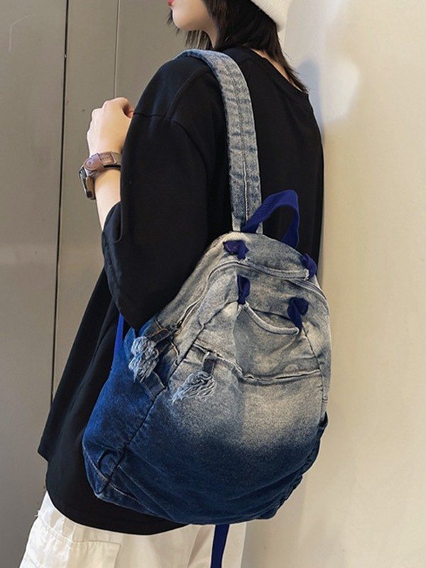 Gradient Vintage Wash Denim Backpack-1
