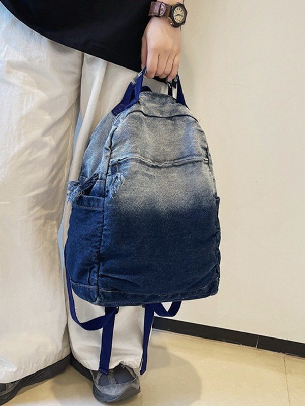 Gradient Vintage Wash Denim Backpack-2