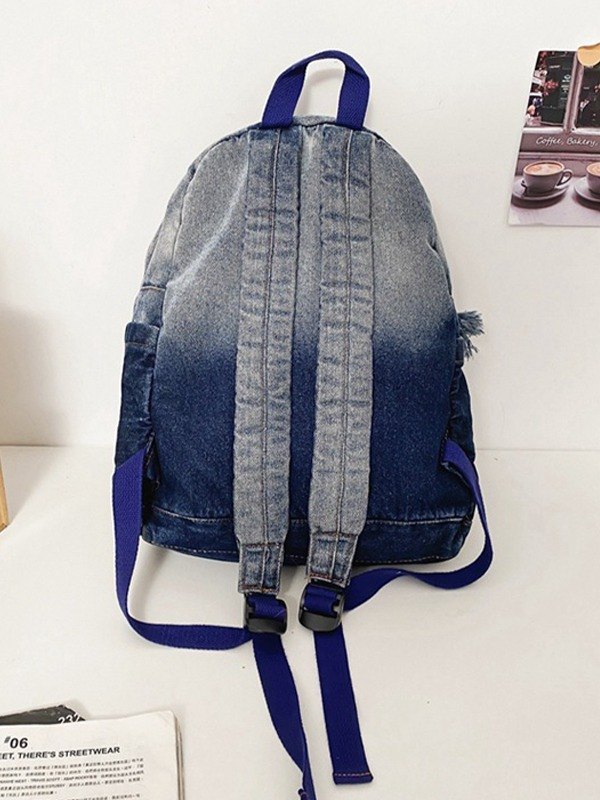 Gradient Vintage Wash Denim Backpack-4