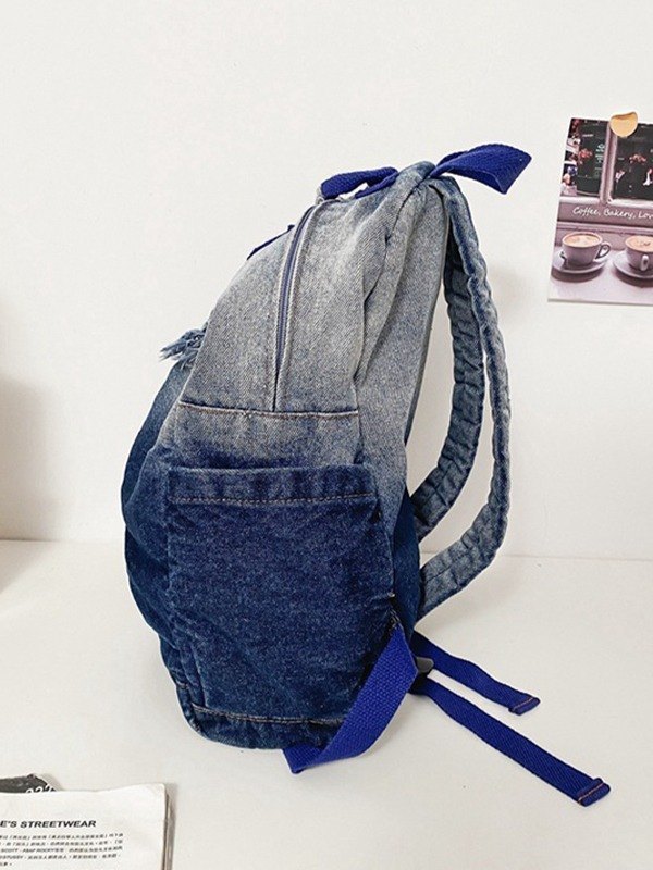 Gradient Vintage Wash Denim Backpack-5